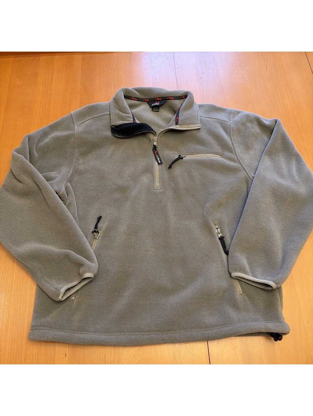 L.L.Bean Jacket Fleece Quarter-Zip Sweater Men's M Grey VTG 90s